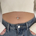 Piercing ombelico cuore bianco in oro con cristalli bianchi - NovaNavel