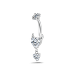 Piercing ombelico cuore diabolico bianco in argento - NovaNavel®
