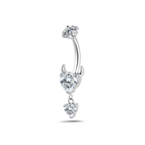 Piercing ombelico cuore diabolico bianco in argento - NovaNavel®