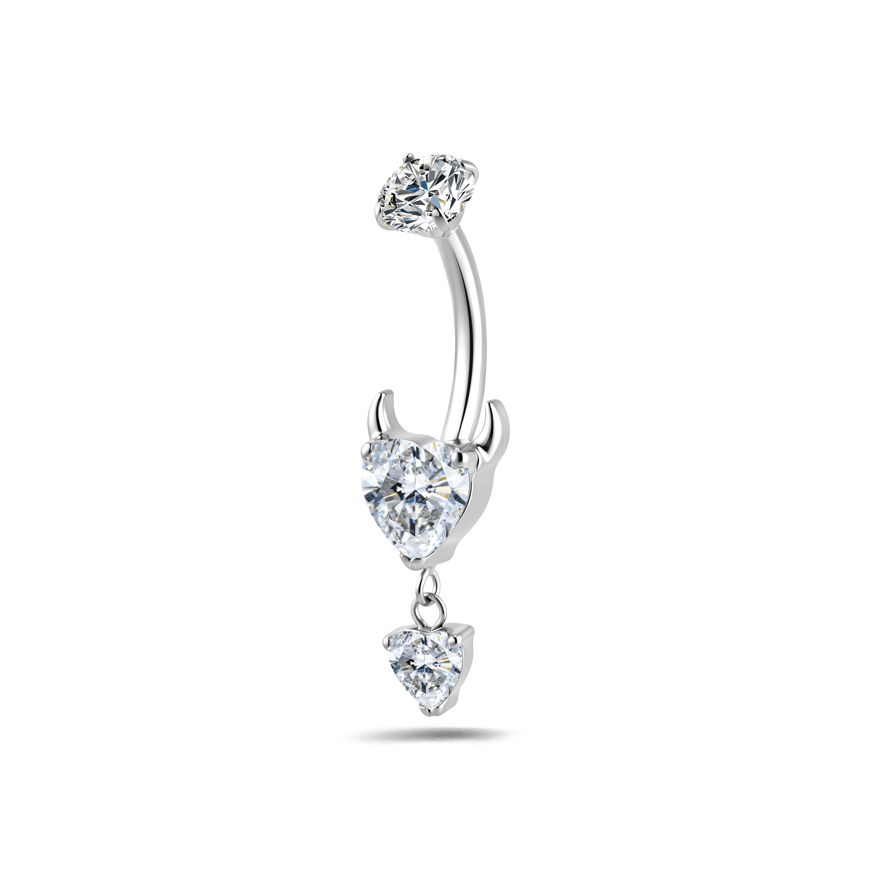 Piercing ombelico cuore diabolico bianco in argento - NovaNavel®
