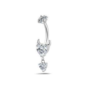 Piercing ombelico cuore diabolico bianco in argento - NovaNavel®