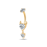 Piercing ombelico cuore diabolico bianco in oro - NovaNavel®