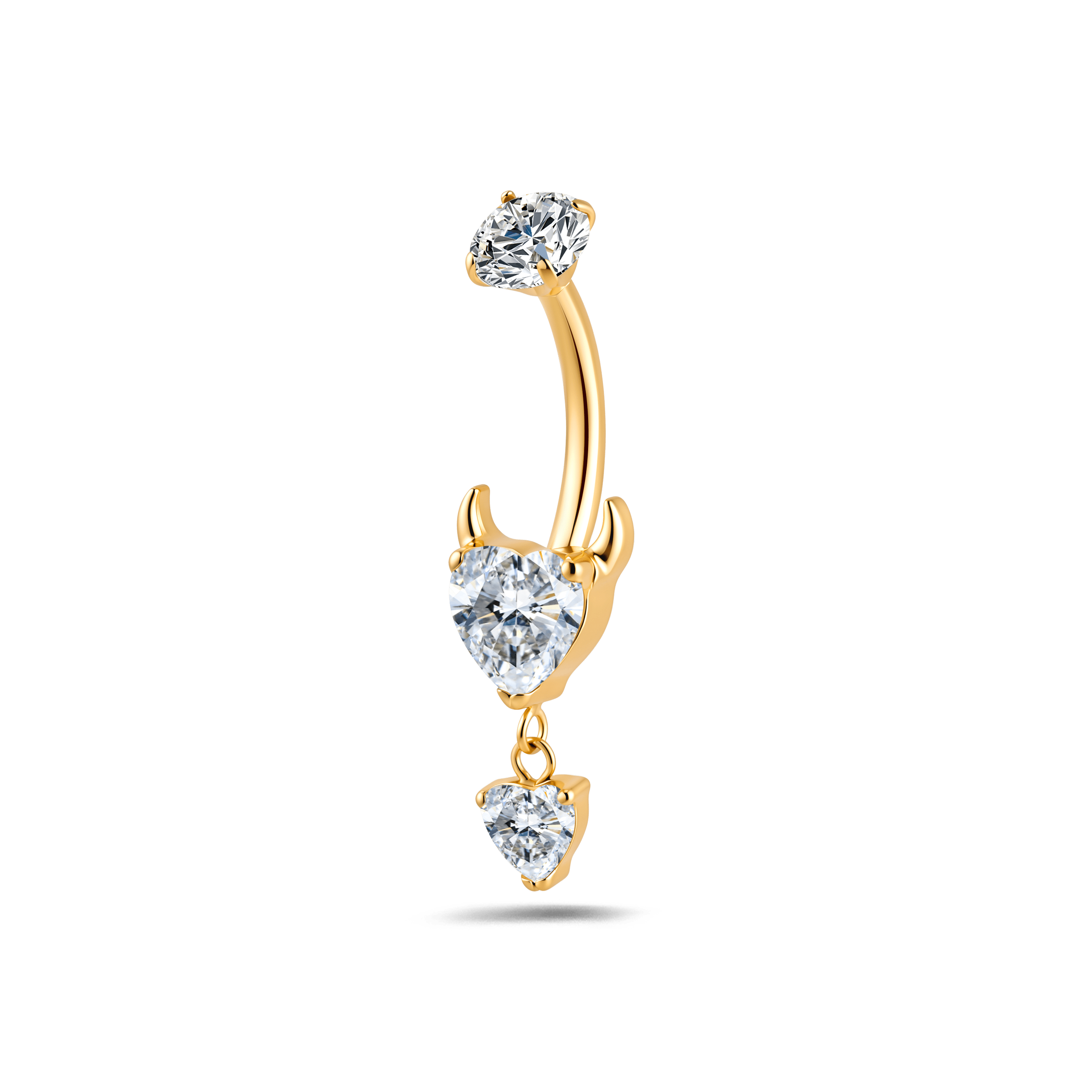 Piercing ombelico cuore diabolico bianco in oro - NovaNavel®