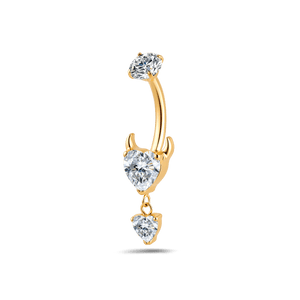 Piercing ombelico cuore diabolico bianco in oro - NovaNavel®