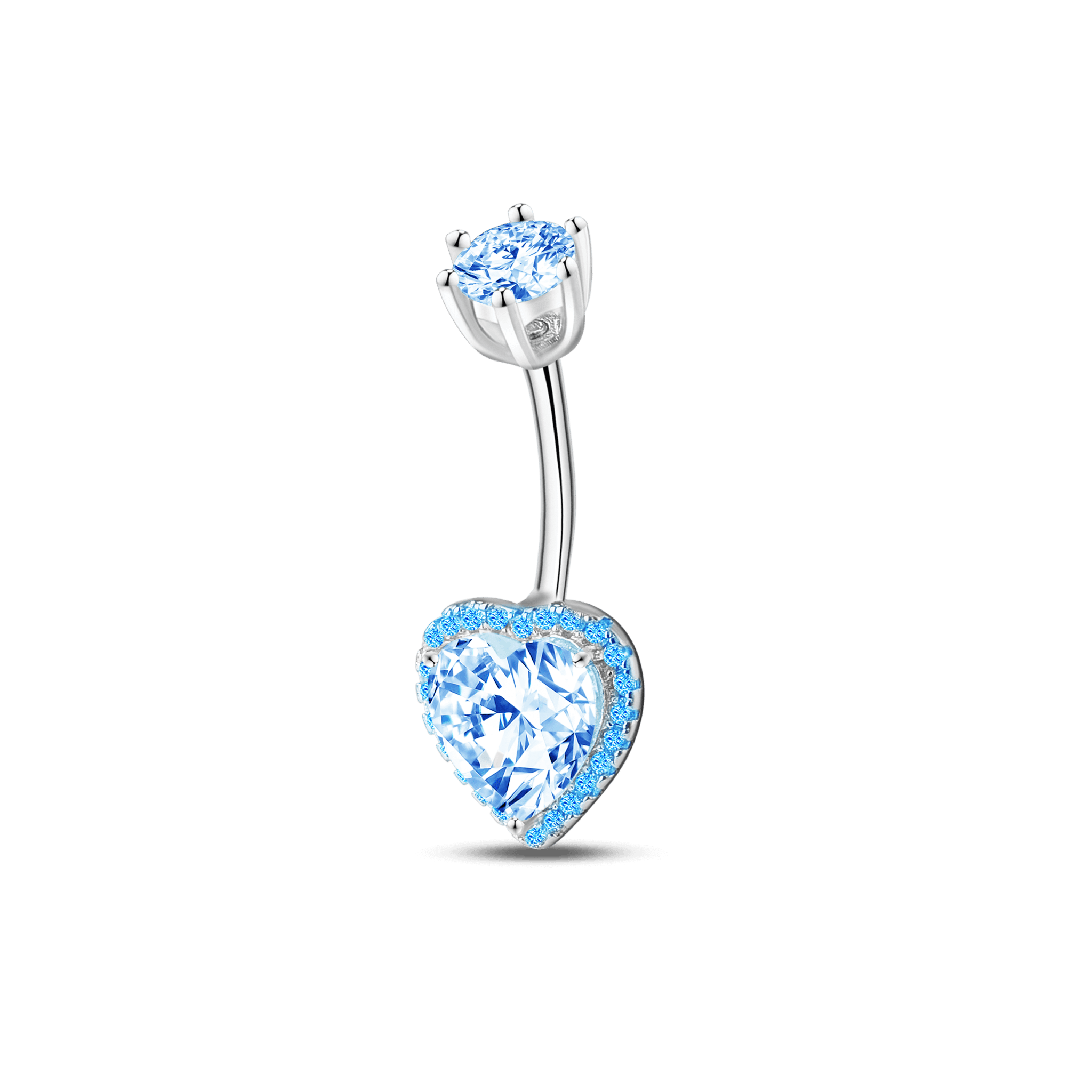 Piercing ombelico cuore in argento con cristalli azzurri - NovaNavel
