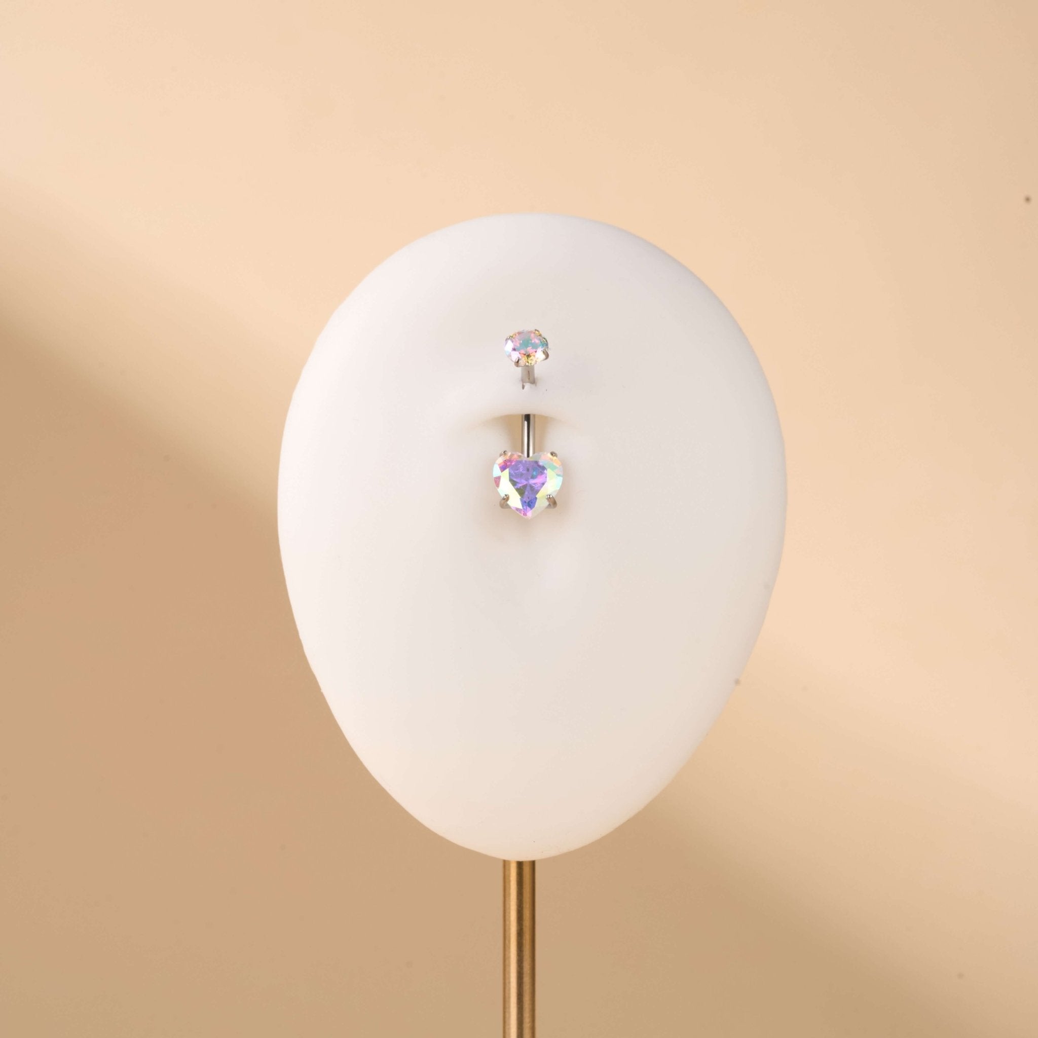 Piercing ombelico cuore splendente aurora boreale in argento - NovaNavel