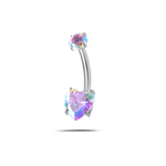 Piercing ombelico cuore splendente aurora boreale in argento - NovaNavel