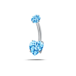 Piercing ombelico cuore splendente azzurro in argento - NovaNavel