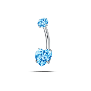 Piercing ombelico cuore splendente azzurro in argento - NovaNavel