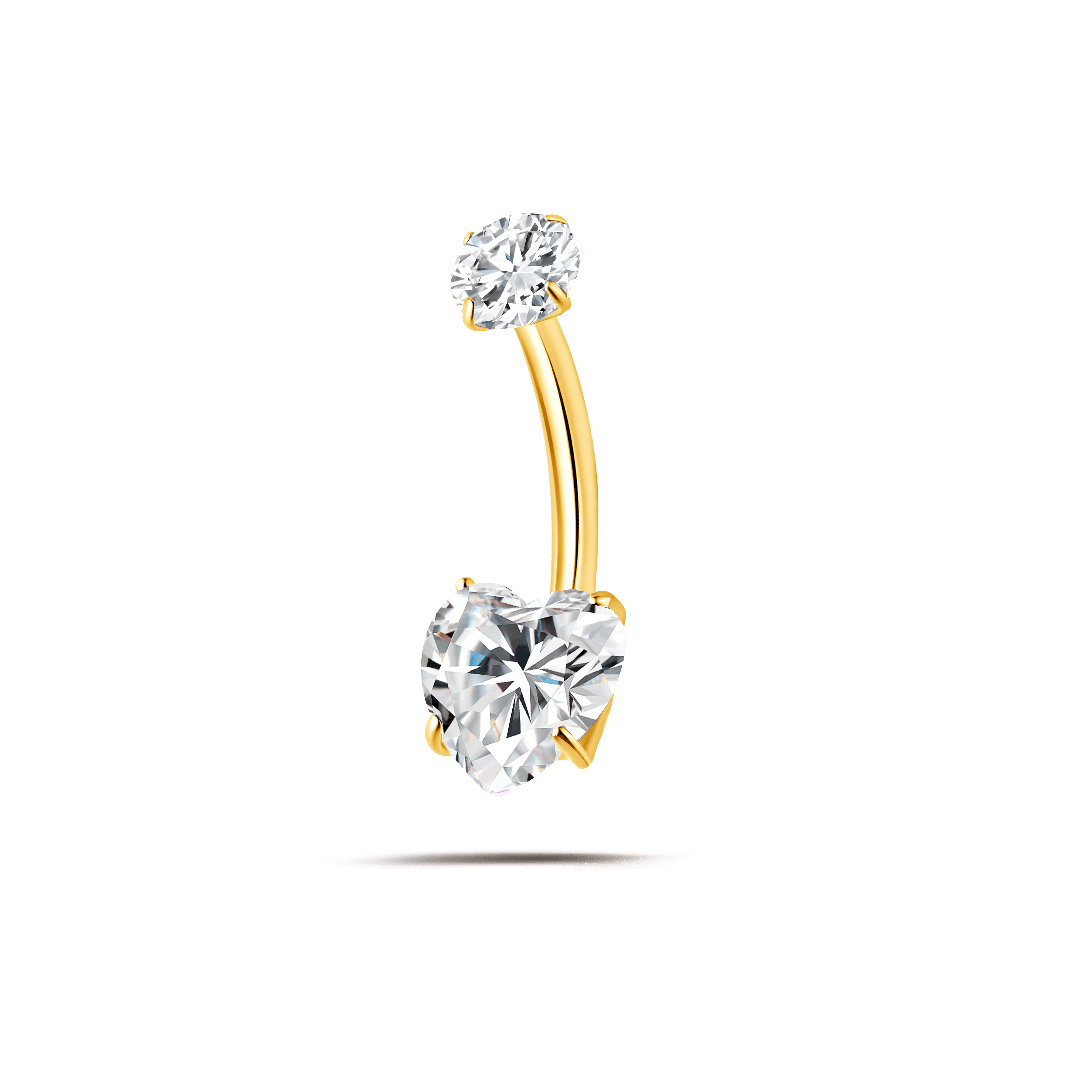 Piercing ombelico cuore splendente bianco in oro - NovaNavel®
