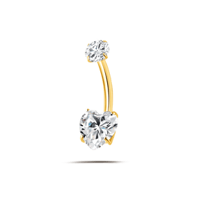 Piercing ombelico cuore splendente bianco in oro - NovaNavel®