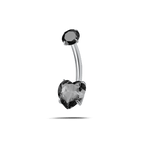 Piercing ombelico cuore splendente nero in argento - NovaNavel