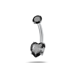 Piercing ombelico cuore splendente nero in argento - NovaNavel