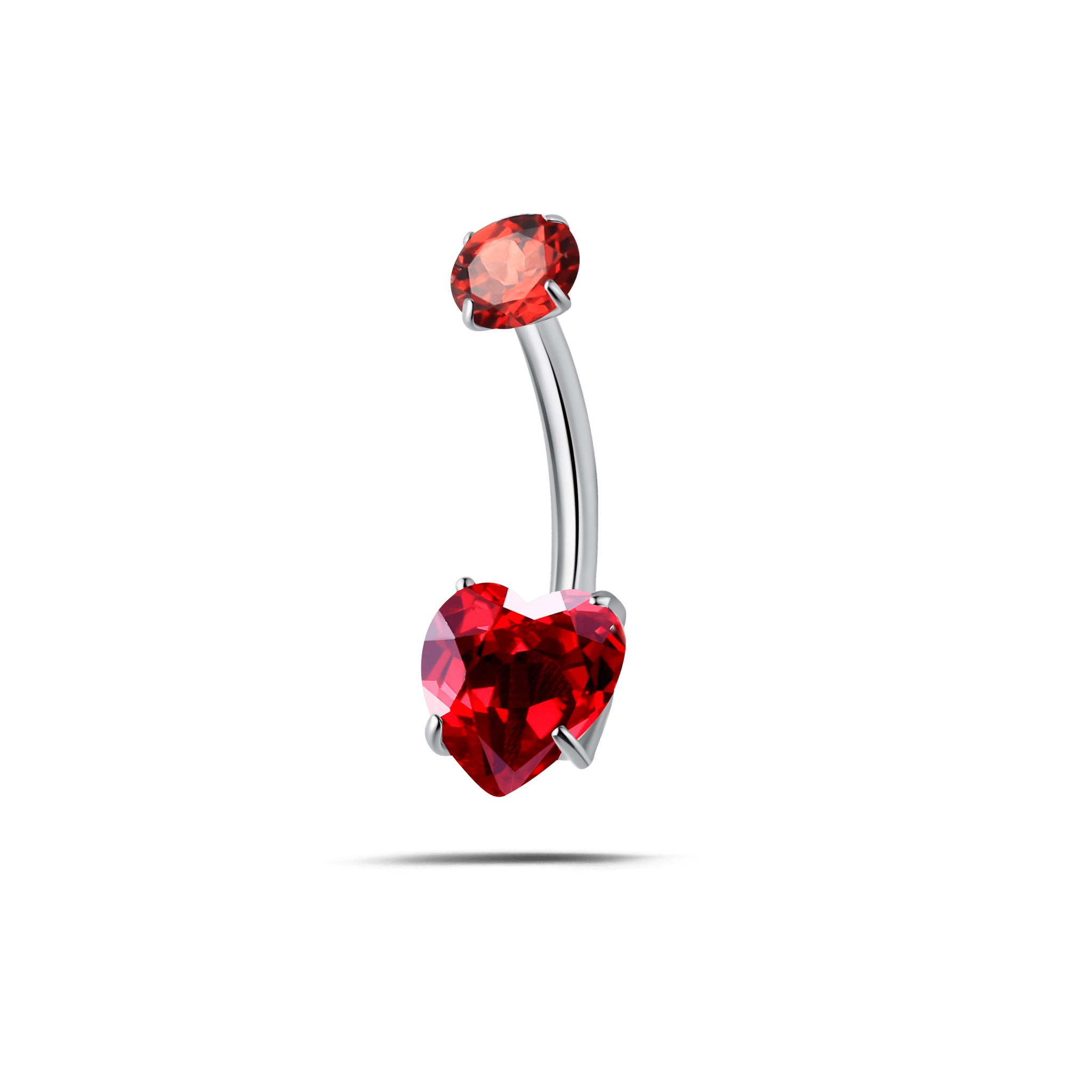 Piercing ombelico cuore splendente rosso in argento - NovaNavel