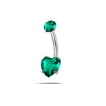Piercing ombelico cuore splendente verde in argento - NovaNavel