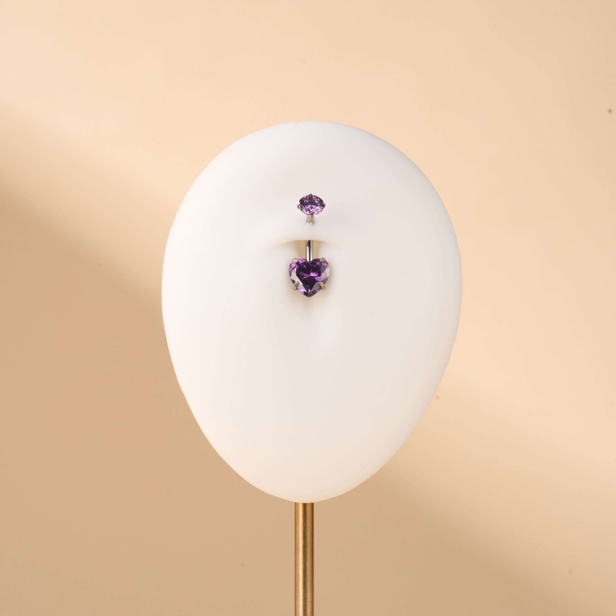 Piercing ombelico cuore splendente viola in argento - NovaNavel
