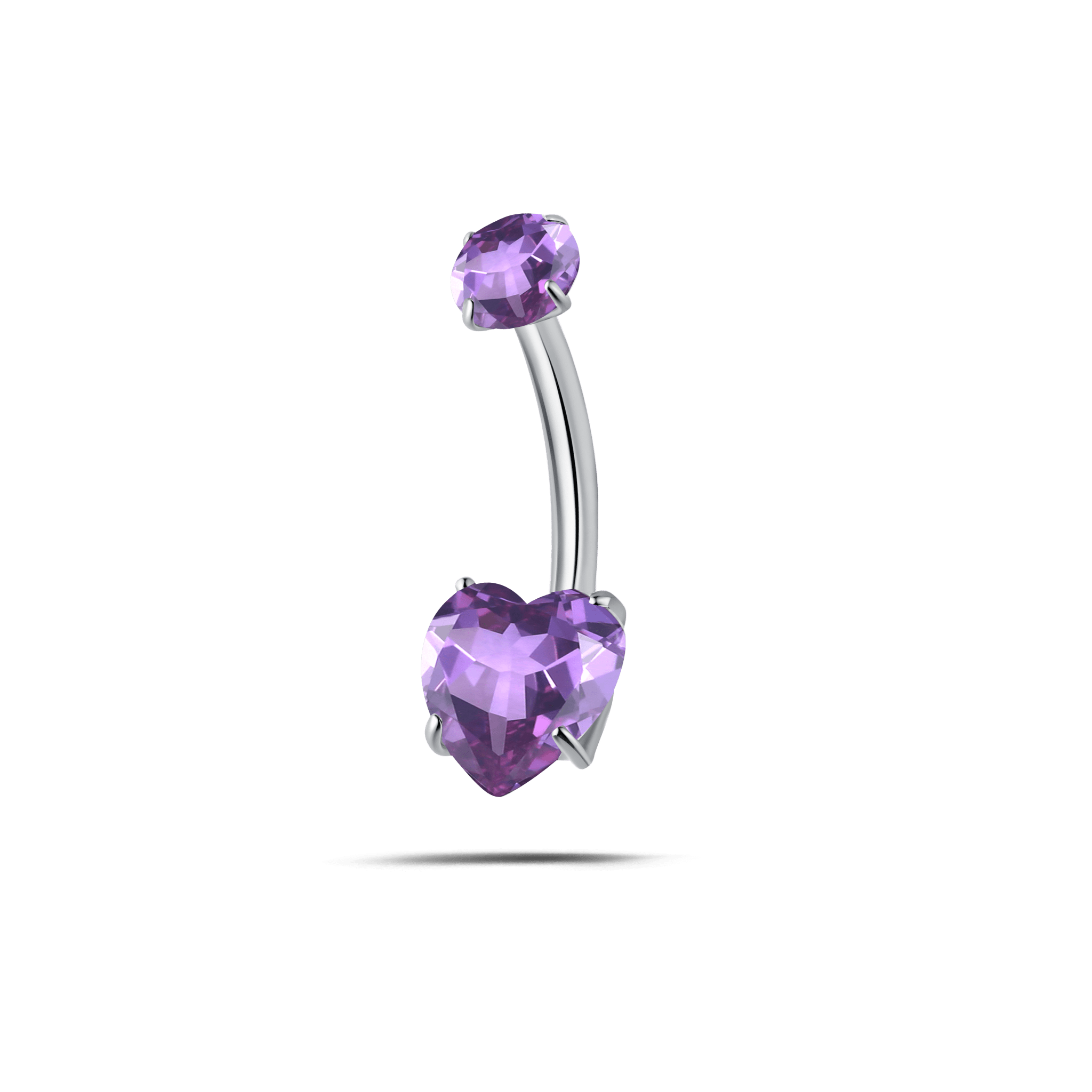 Piercing ombelico cuore splendente viola in argento - NovaNavel