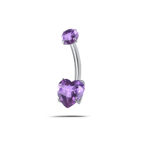 Piercing ombelico cuore splendente viola in argento - NovaNavel