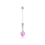Piercing ombelico da gravidanza cuore rosa in argento - NovaNavel