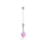 Piercing ombelico da gravidanza cuore rosa in argento - NovaNavel