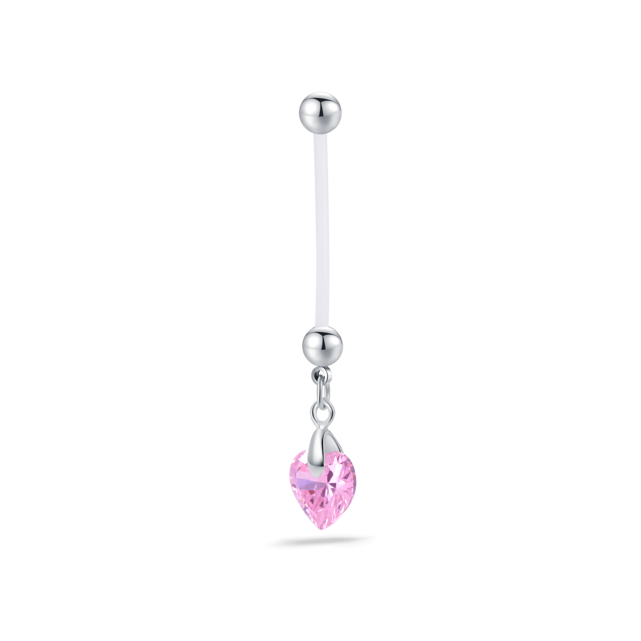 Piercing ombelico da gravidanza cuore rosa in argento - NovaNavel