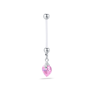Piercing ombelico da gravidanza cuore rosa in argento - NovaNavel