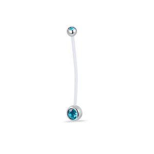 Piercing ombelico da gravidanza pietra azzurra in argento - NovaNavel