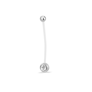 Piercing ombelico da gravidanza pietra bianca in argento - NovaNavel