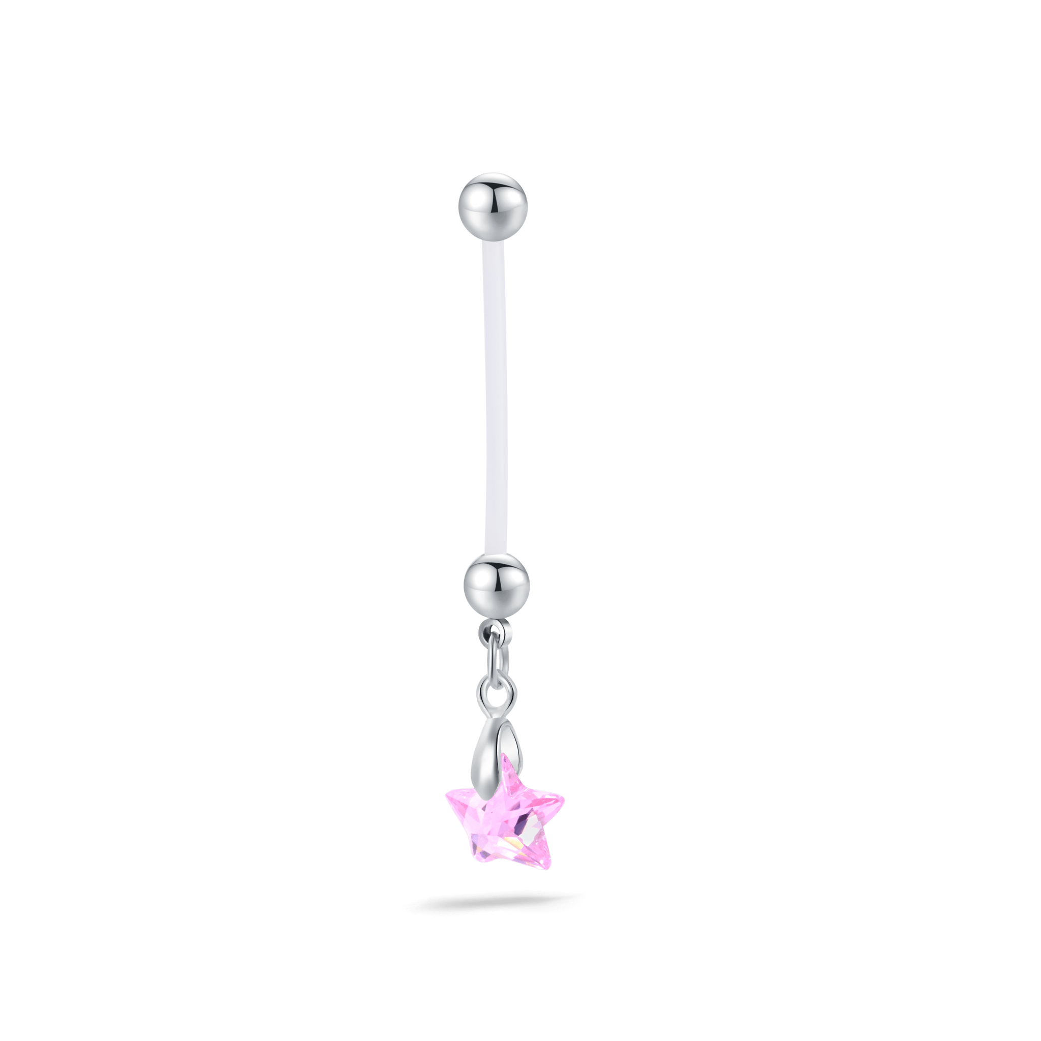 Piercing ombelico da gravidanza stella rosa in argento - NovaNavel