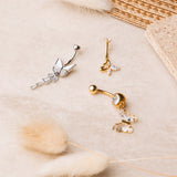 Piercing ombelico farfalla con cristalli in oro - NovaNavel