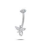 Piercing ombelico farfalla di cristallo bianca in argento - NovaNavel