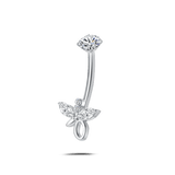 Piercing ombelico farfalla di cristallo bianca in argento - NovaNavel
