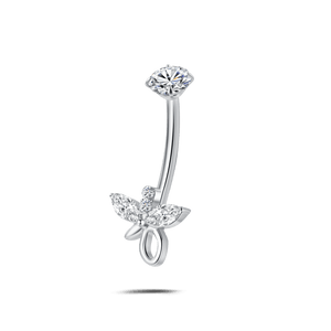 Piercing ombelico farfalla di cristallo bianca in argento - NovaNavel