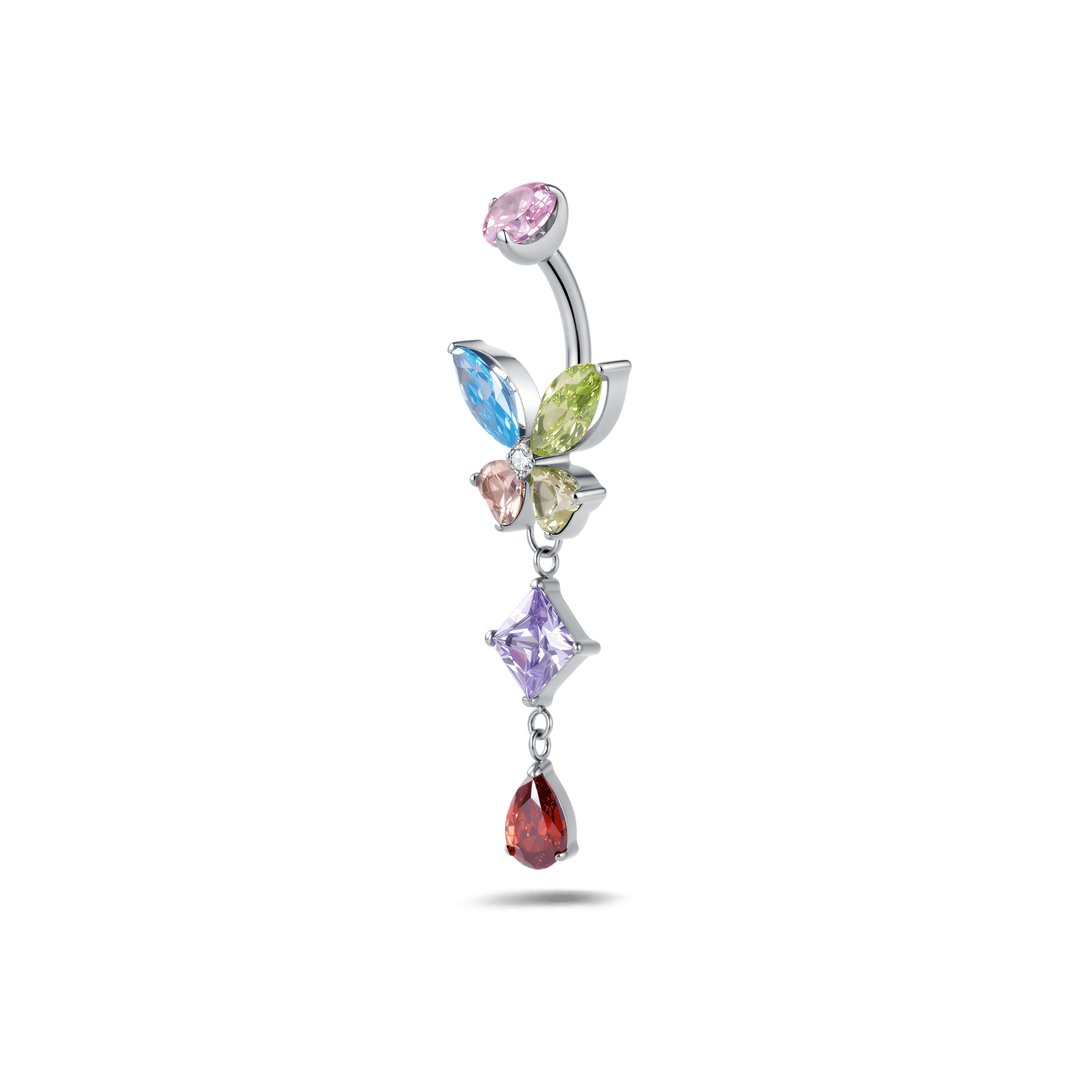 Piercing ombelico farfalla etherea multicolor in argento - NovaNavel®