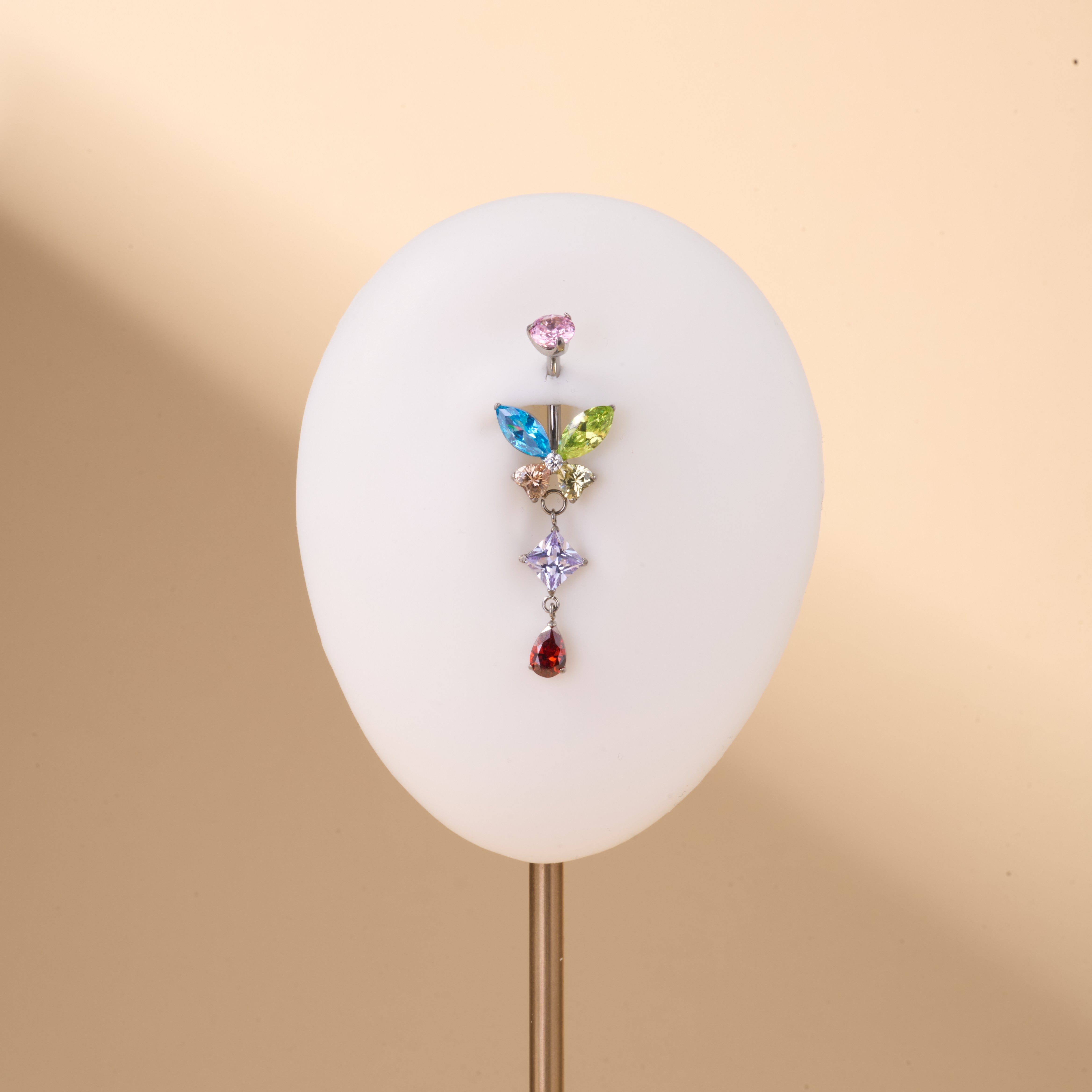 Piercing ombelico farfalla etherea multicolor in argento - NovaNavel®