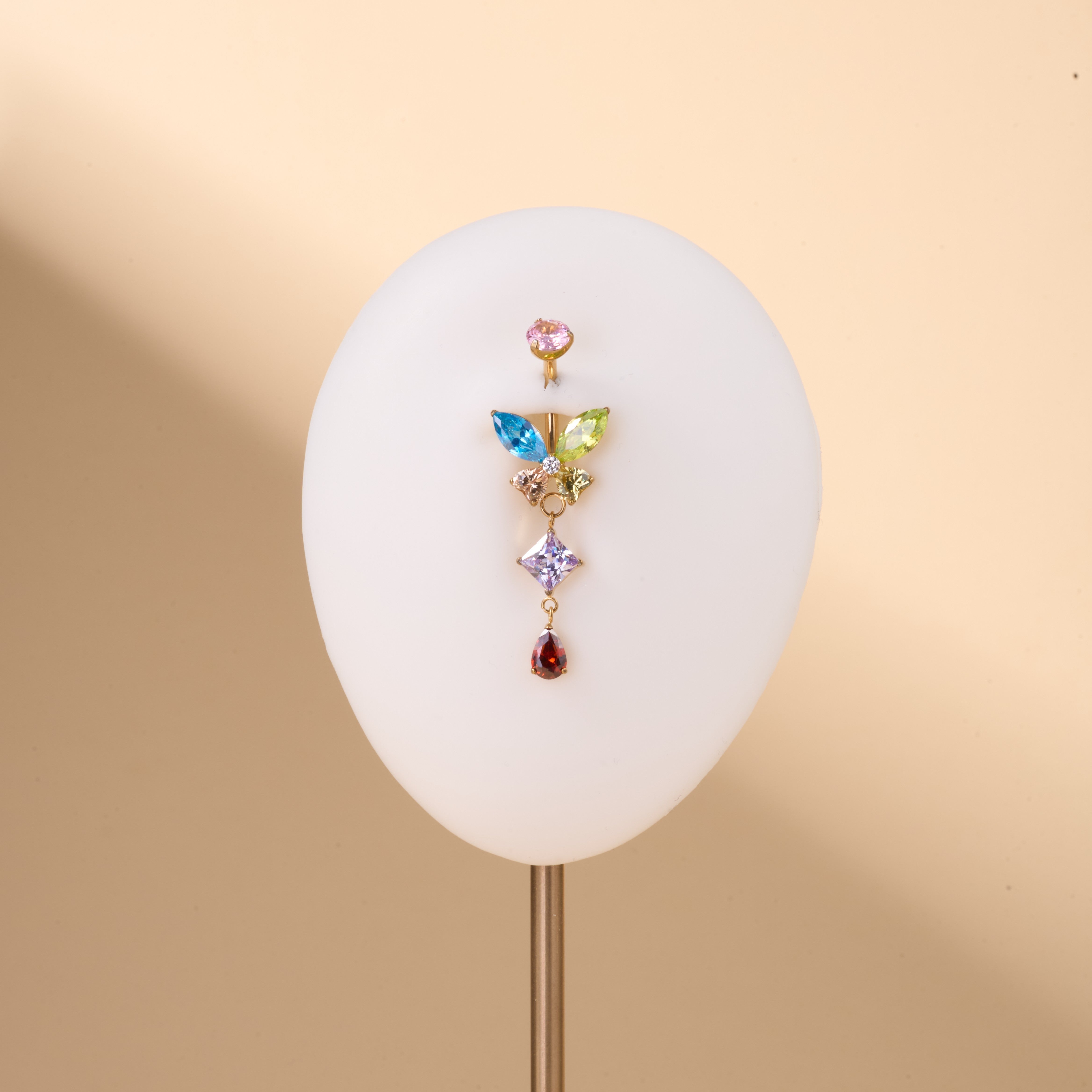 Piercing ombelico farfalla etherea multicolor in oro - NovaNavel®