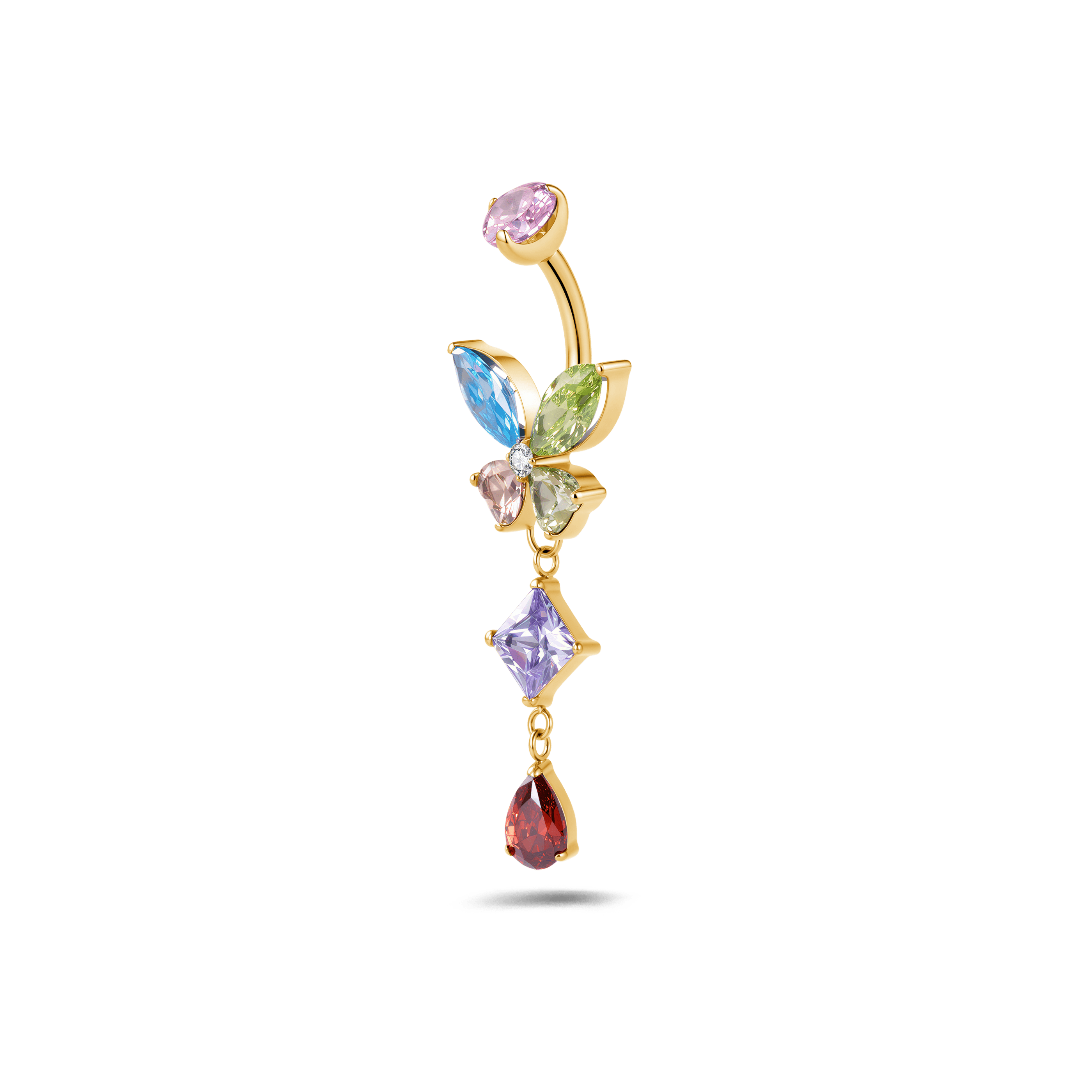 Piercing ombelico farfalla etherea multicolor in oro - NovaNavel®