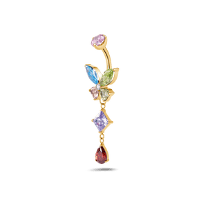 Piercing ombelico farfalla etherea multicolor in oro - NovaNavel®