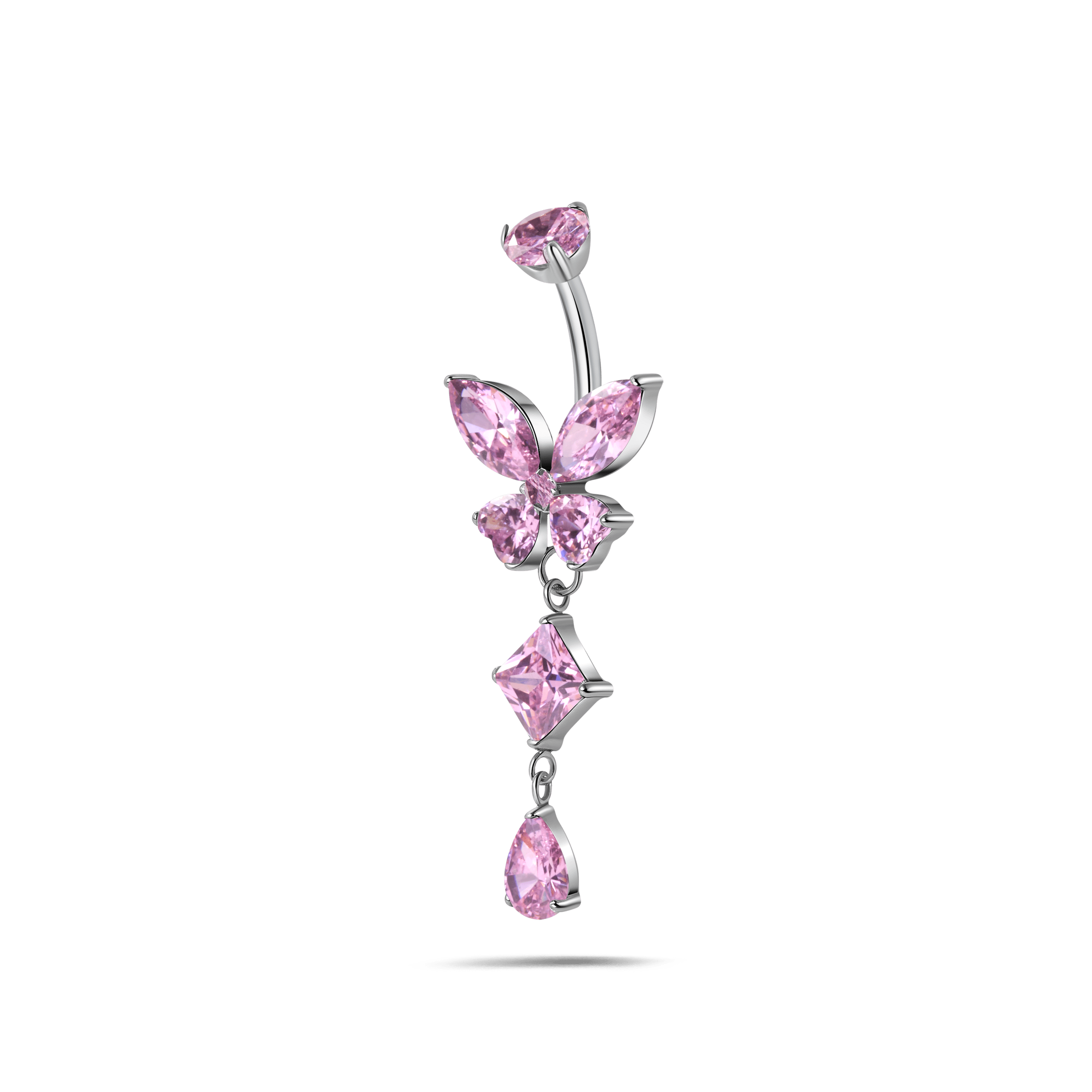 Piercing ombelico farfalla etherea rosa in argento - NovaNavel