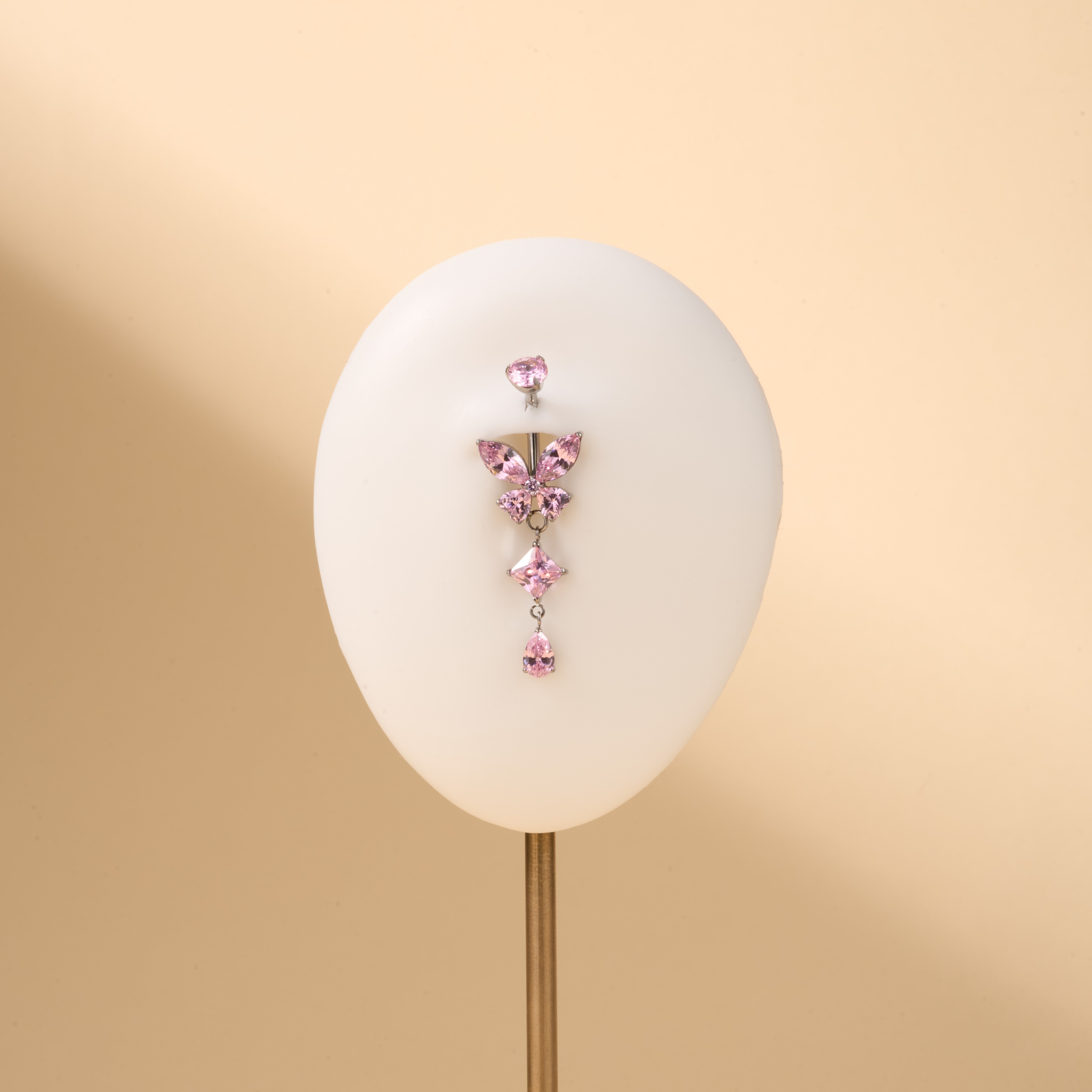 Piercing ombelico farfalla etherea rosa in argento - NovaNavel