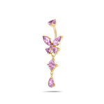 Piercing ombelico farfalla etherea rosa in oro - NovaNavel