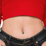 Piercing ombelico farfalla incantata in argento con cristalli verdi - NovaNavel