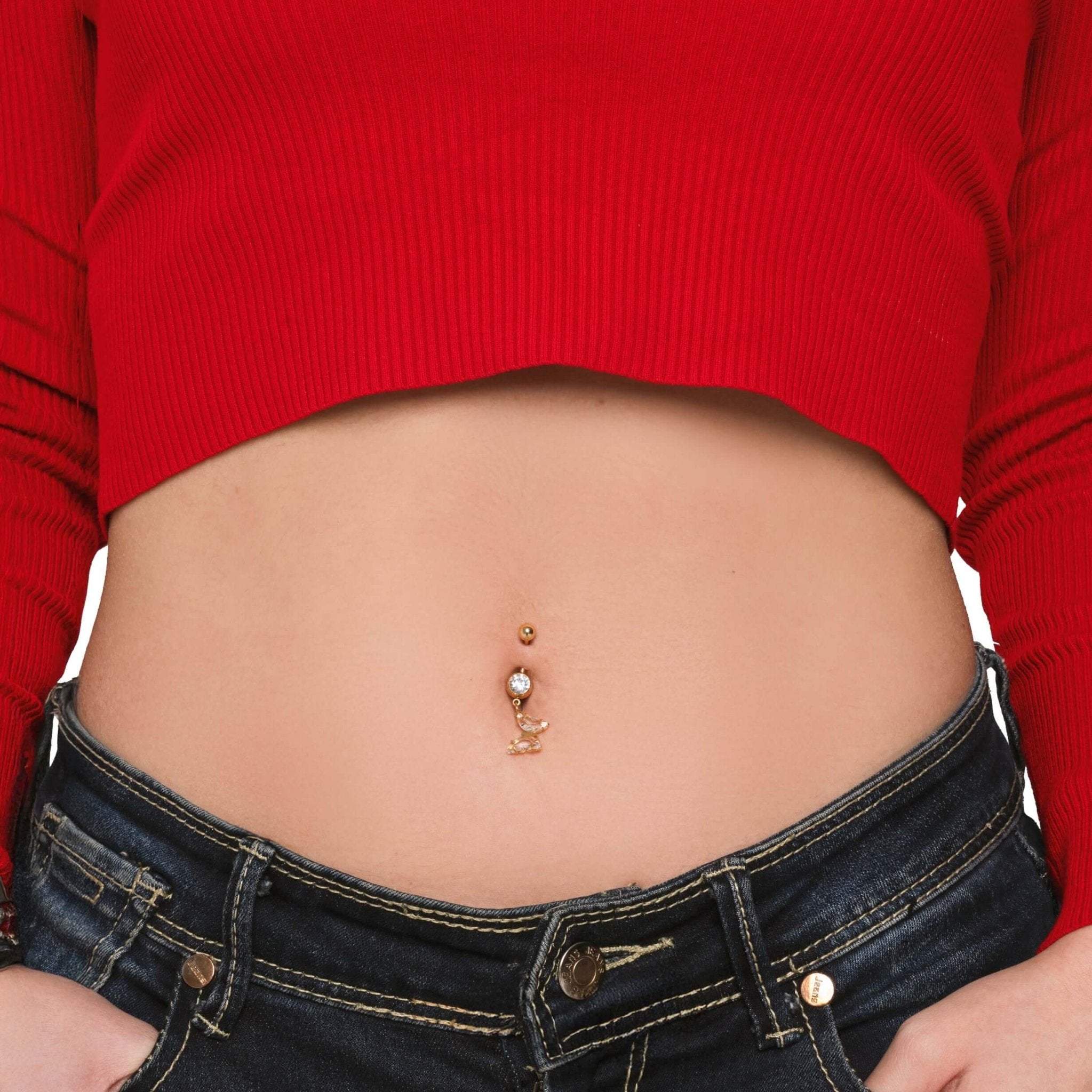 Piercing ombelico farfalla incantata in oro con cristalli bianchi - NovaNavel