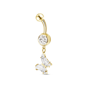 Piercing ombelico farfalla incantata in oro con cristalli bianchi - NovaNavel