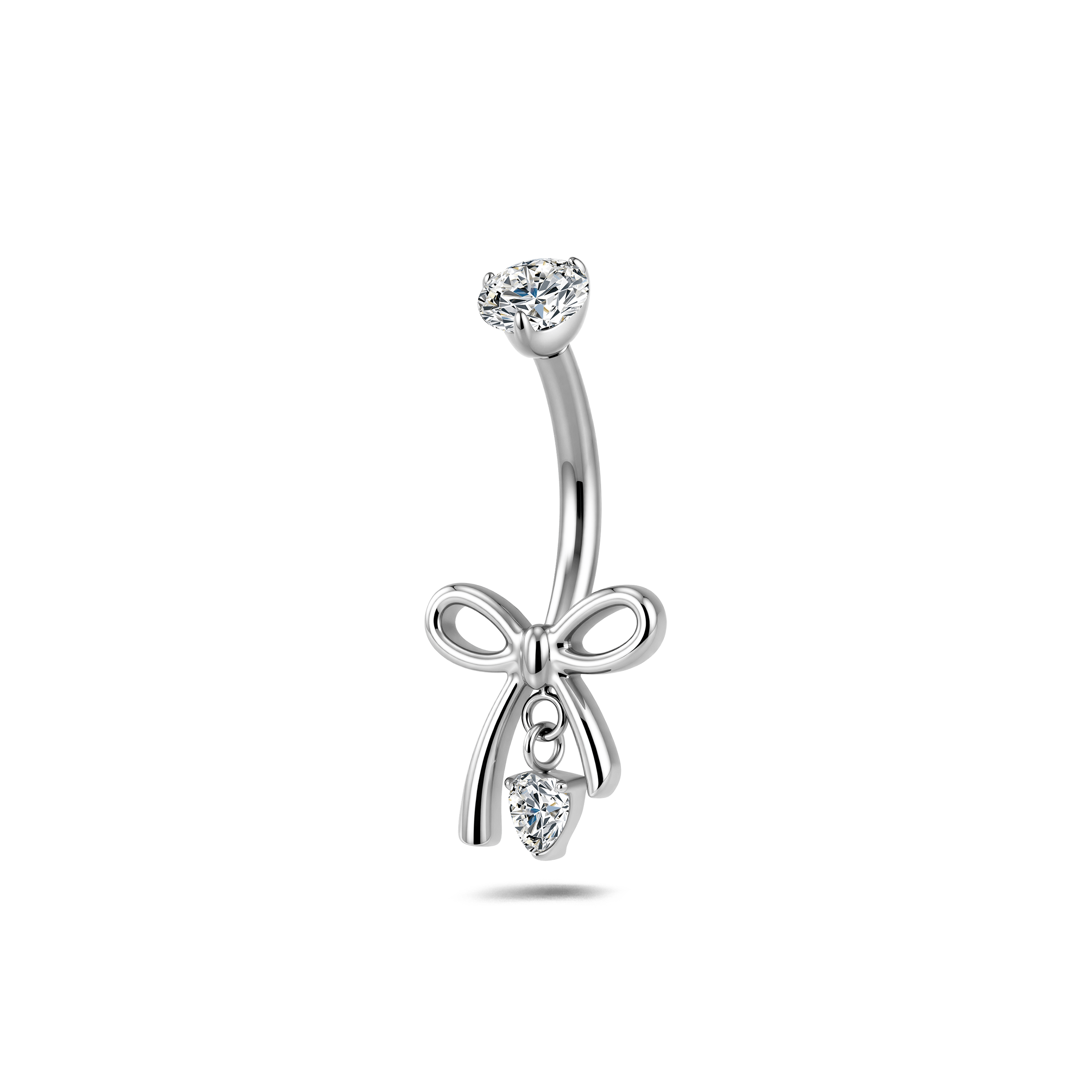 Piercing ombelico fiocco luxury bianco in argento - NovaNavel®