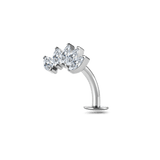 Piercing ombelico floating con corona marquise bianca in argento - NovaNavel®
