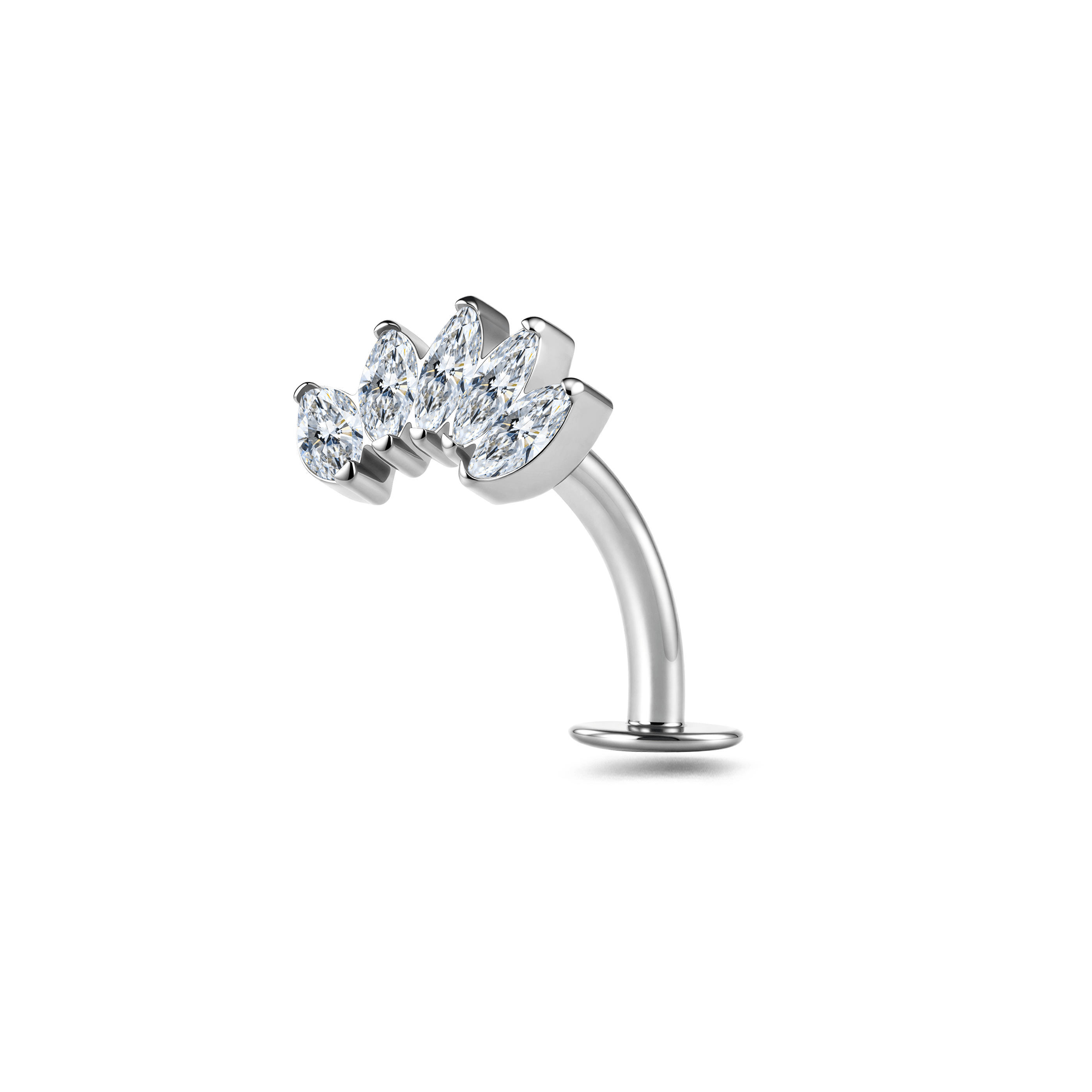 Piercing ombelico floating con corona marquise bianca in argento - NovaNavel®