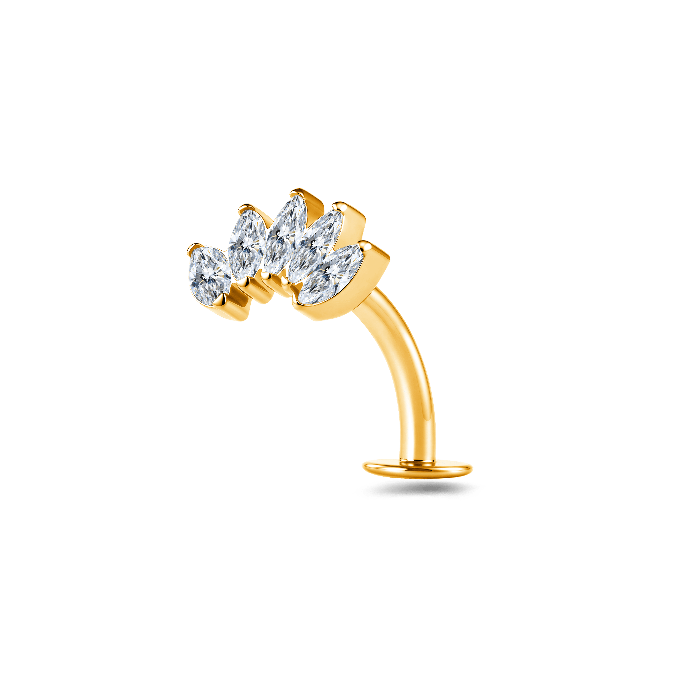 Piercing ombelico floating con corona marquise bianca in oro - NovaNavel®