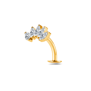 Piercing ombelico floating con corona marquise bianca in oro - NovaNavel®