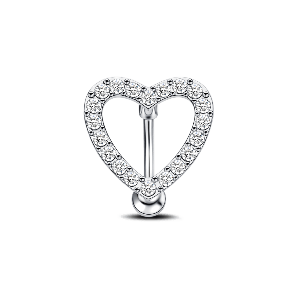 Piercing ombelico floating con piccolo cuore regolabile in argento - NovaNavel